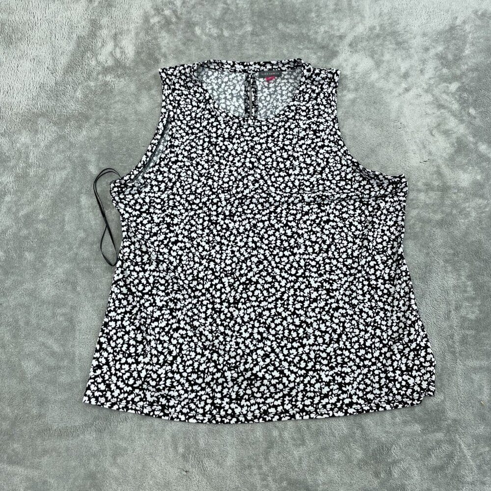 Vince Camuto Black & White Floral Top XL 96% Polyester 4% Womens Blouse NWT 5274